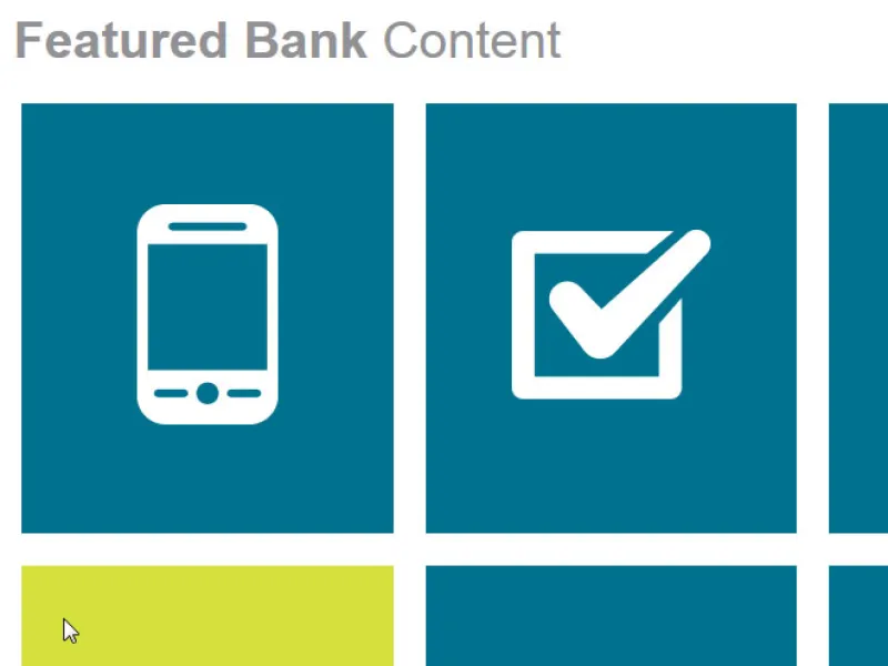 Blue boxes with icons showing a mouse hover effect.