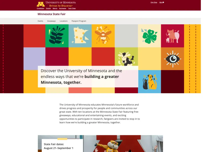 The homepage of the State Fair site in 2025.